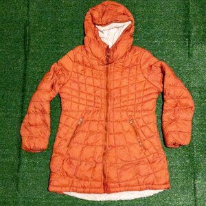 BEBE WOMENS PUFFER JACKET CLAY PINK / RED RETRO Y2K WINTER SNOW COAT SIZE XL